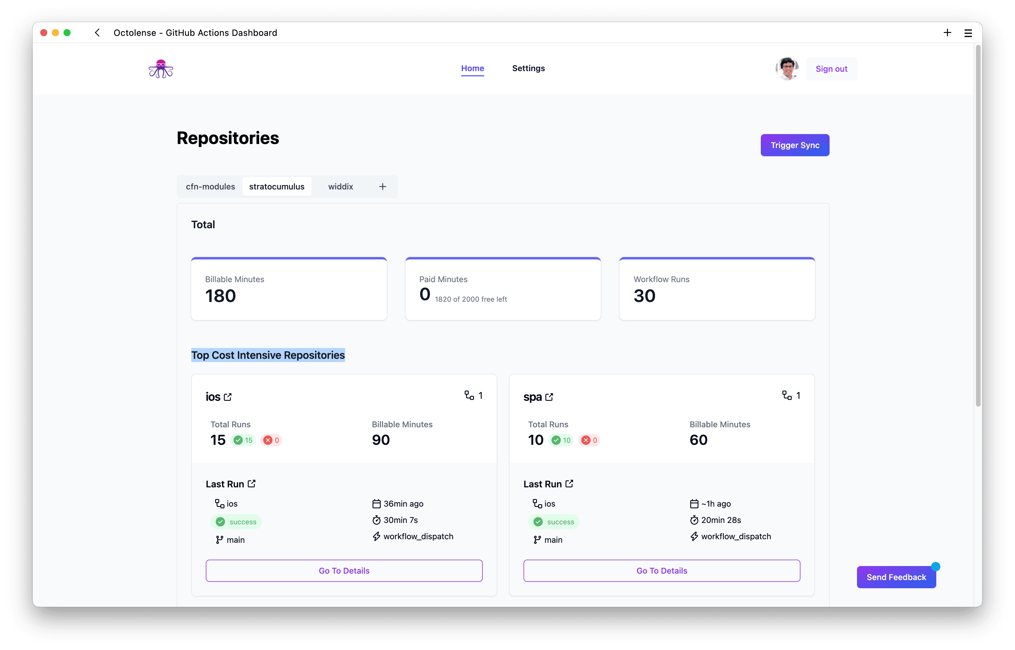 Octolense: The dashboard with insights into GitHub Actions usage