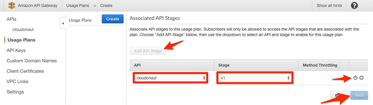 Creating a Usage Plan: Step 2/3