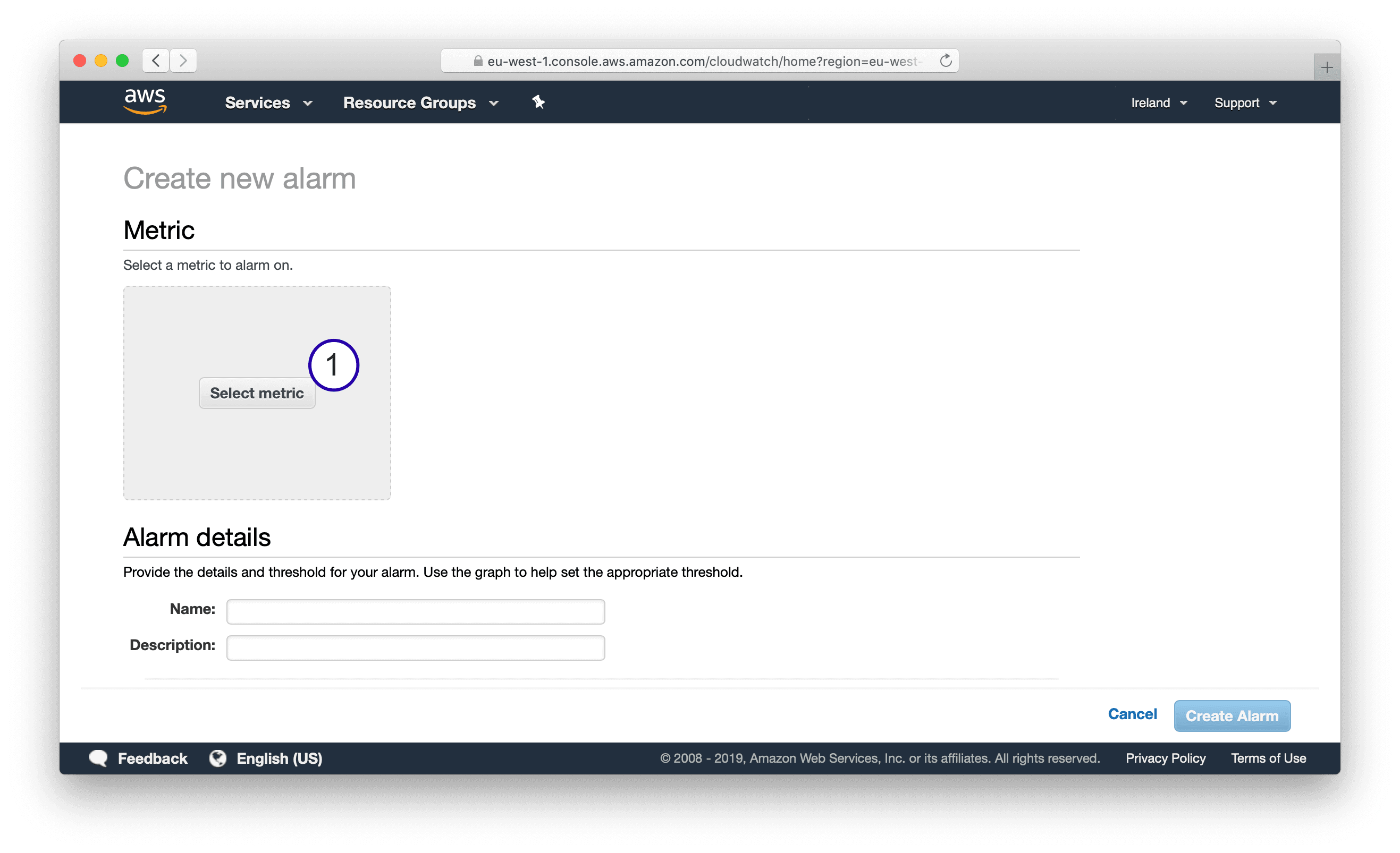 Step 1: Creating CloudWatch Alarm monitoring Network Utilization
