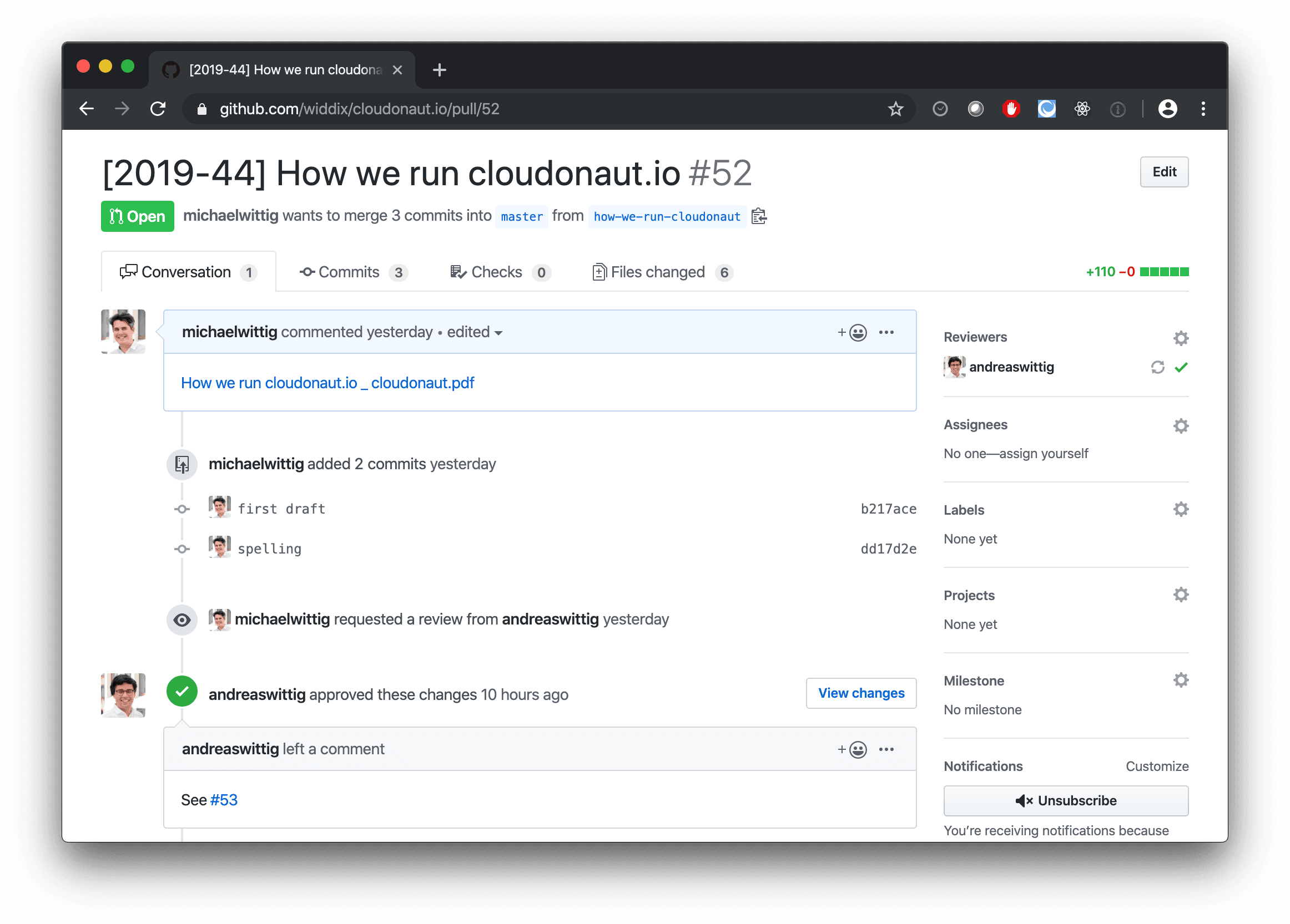 We use GitHub pull requests to review blog posts