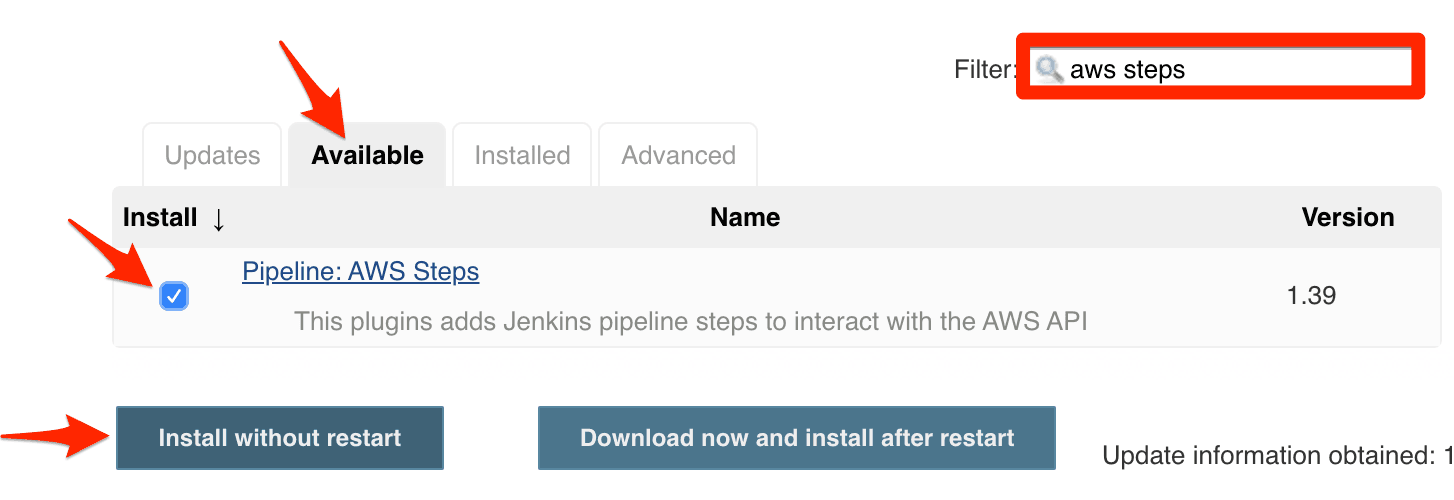 Installing the Jenkins Pipeline Step Plugin for AWS