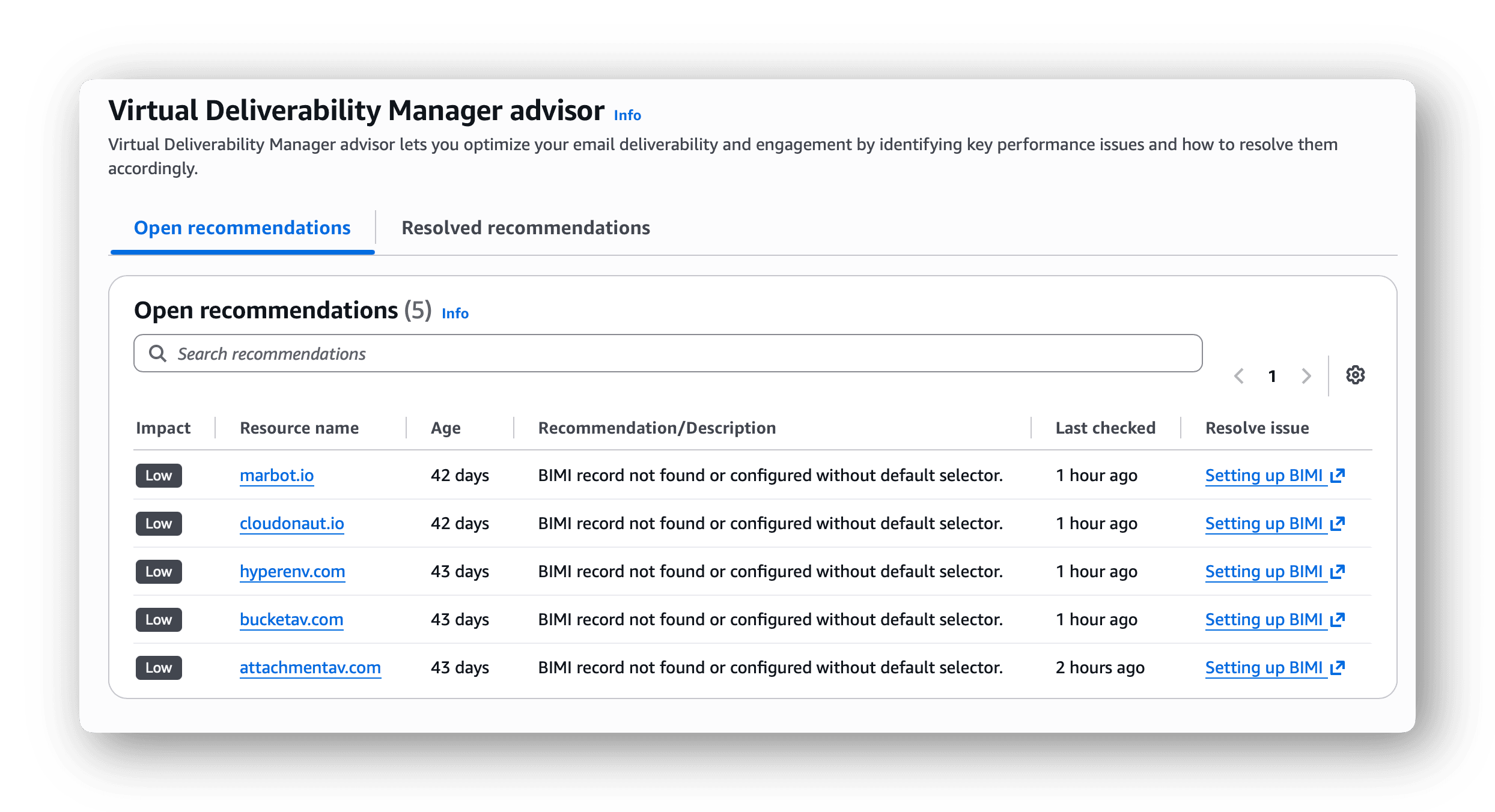 Follow the recommendations of the Virtual Deliverability Manager advisor